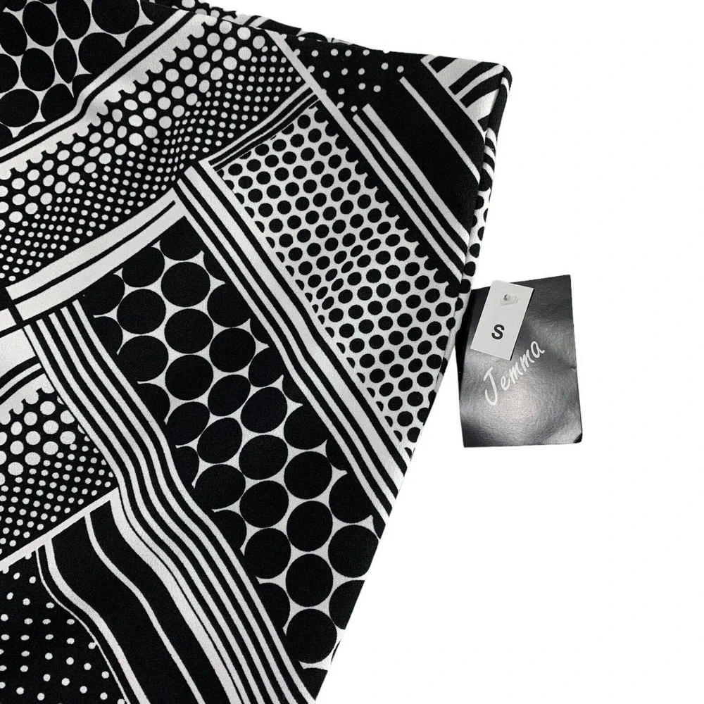 Jemma Geo‎ Print Skirt Womens Small Straight Pull On Knit Black White NWT Midi
